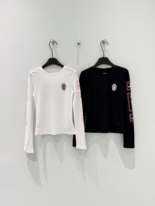 Neck Long Sleeve Slim Fit Top