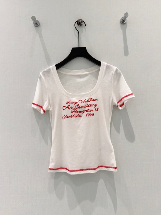 Vintage script embroidered crop tee