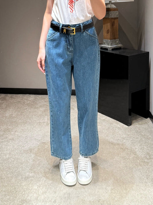 High Rise Straight Ankle Jeans