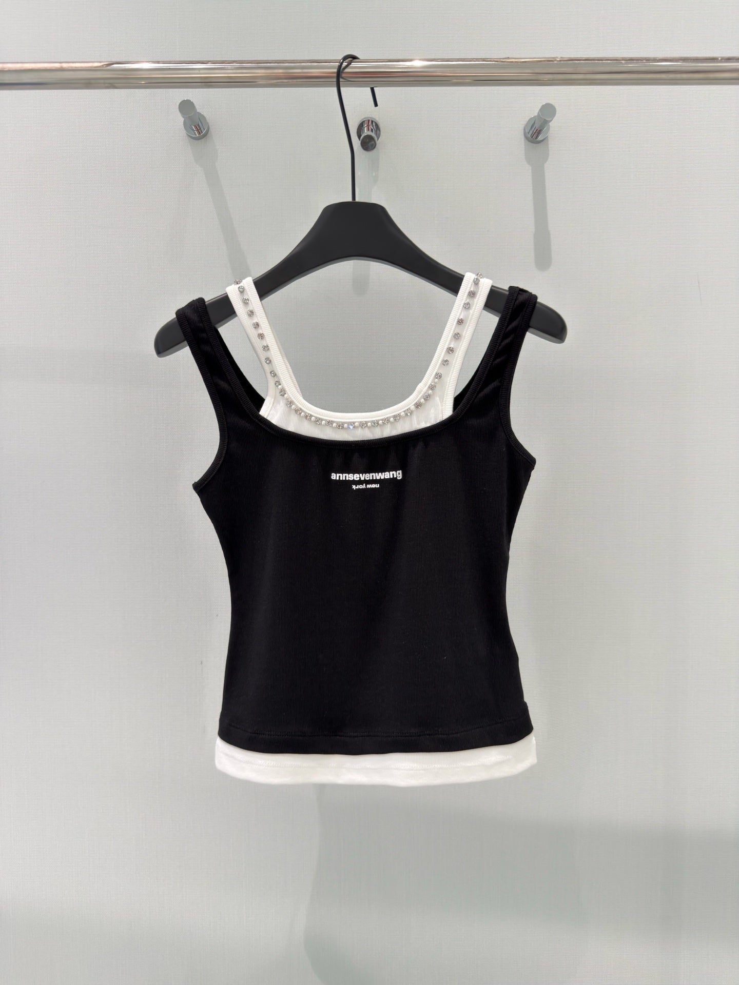 Layered square neck ribbed camisole