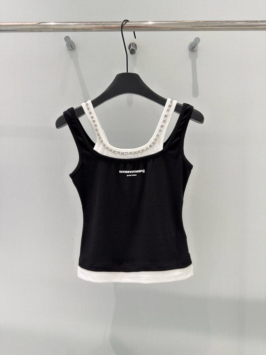 Layered square neck ribbed camisole