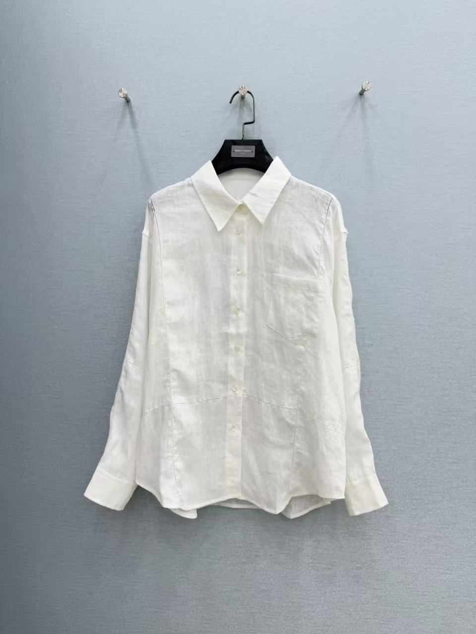 Linen Blend Button-Up Long Sleeve Shirt