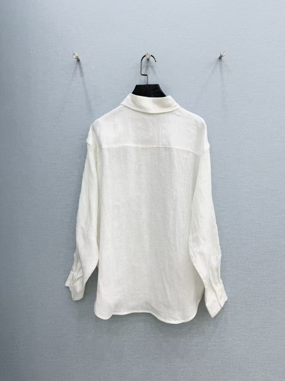 Linen Blend Button-Up Long Sleeve Shirt