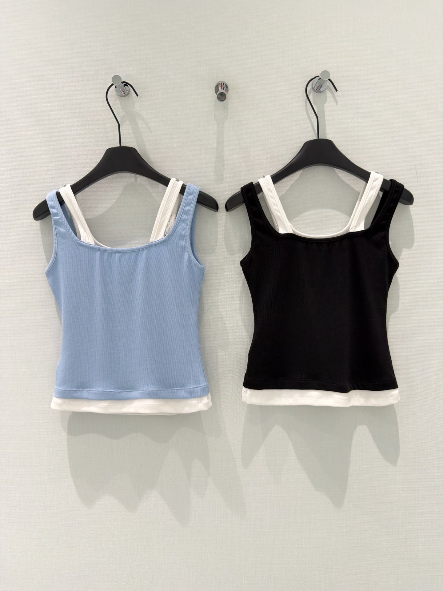 Layered square neck ribbed camisole