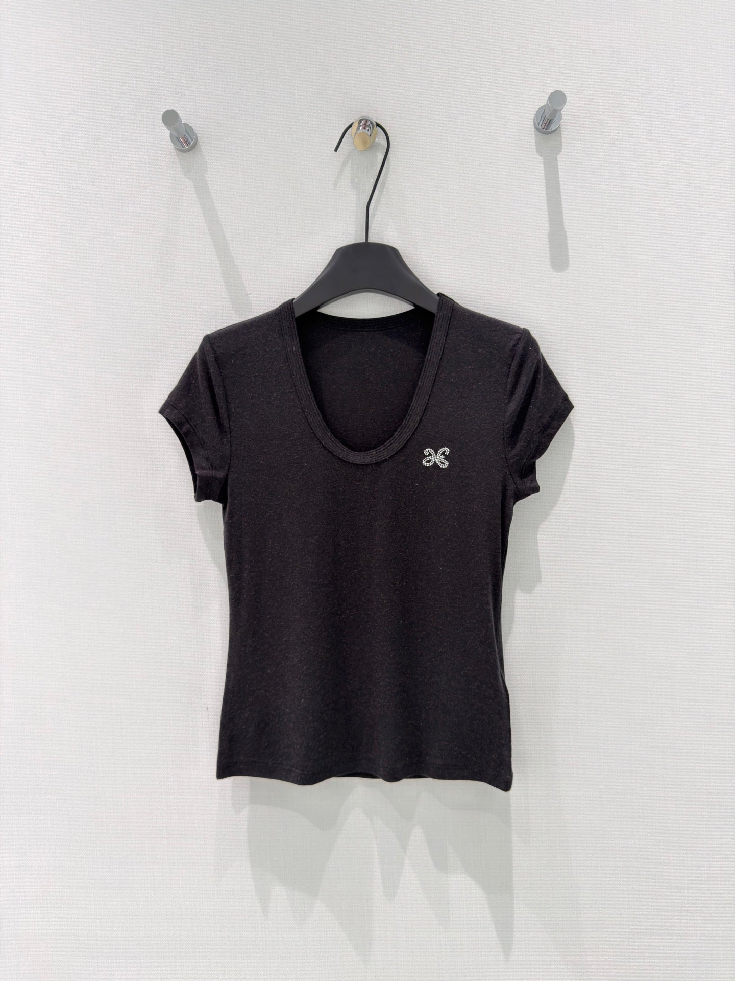 Rhinestone logo crop tee