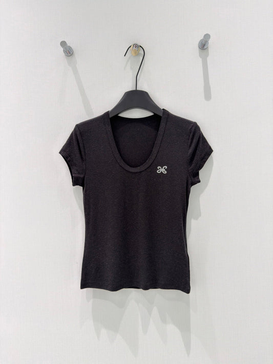 Rhinestone logo crop tee
