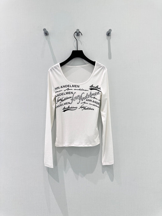 Neck Long Sleeve Slim Fit Top