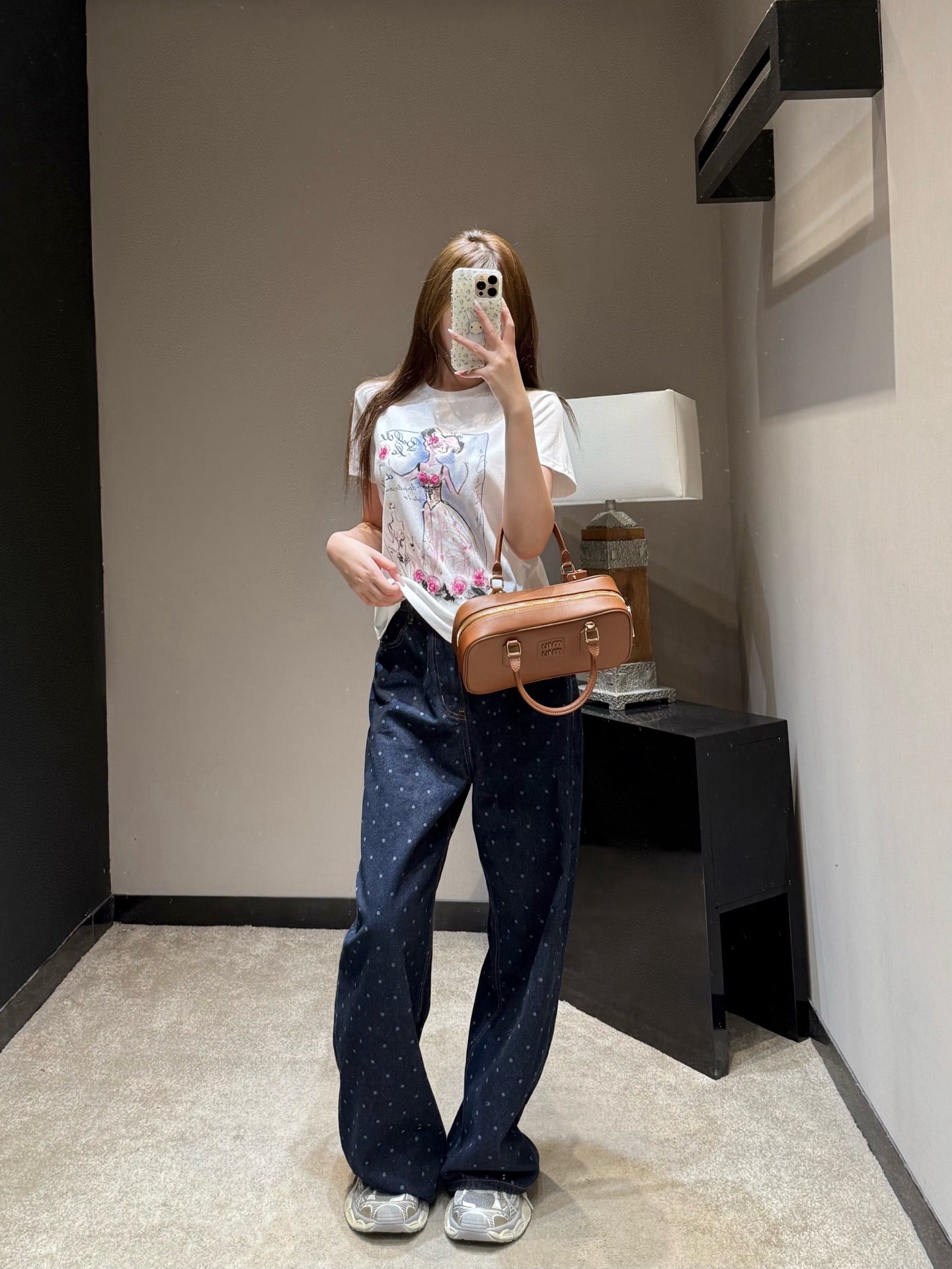 Sketch Print Rhinestone Crop Tee