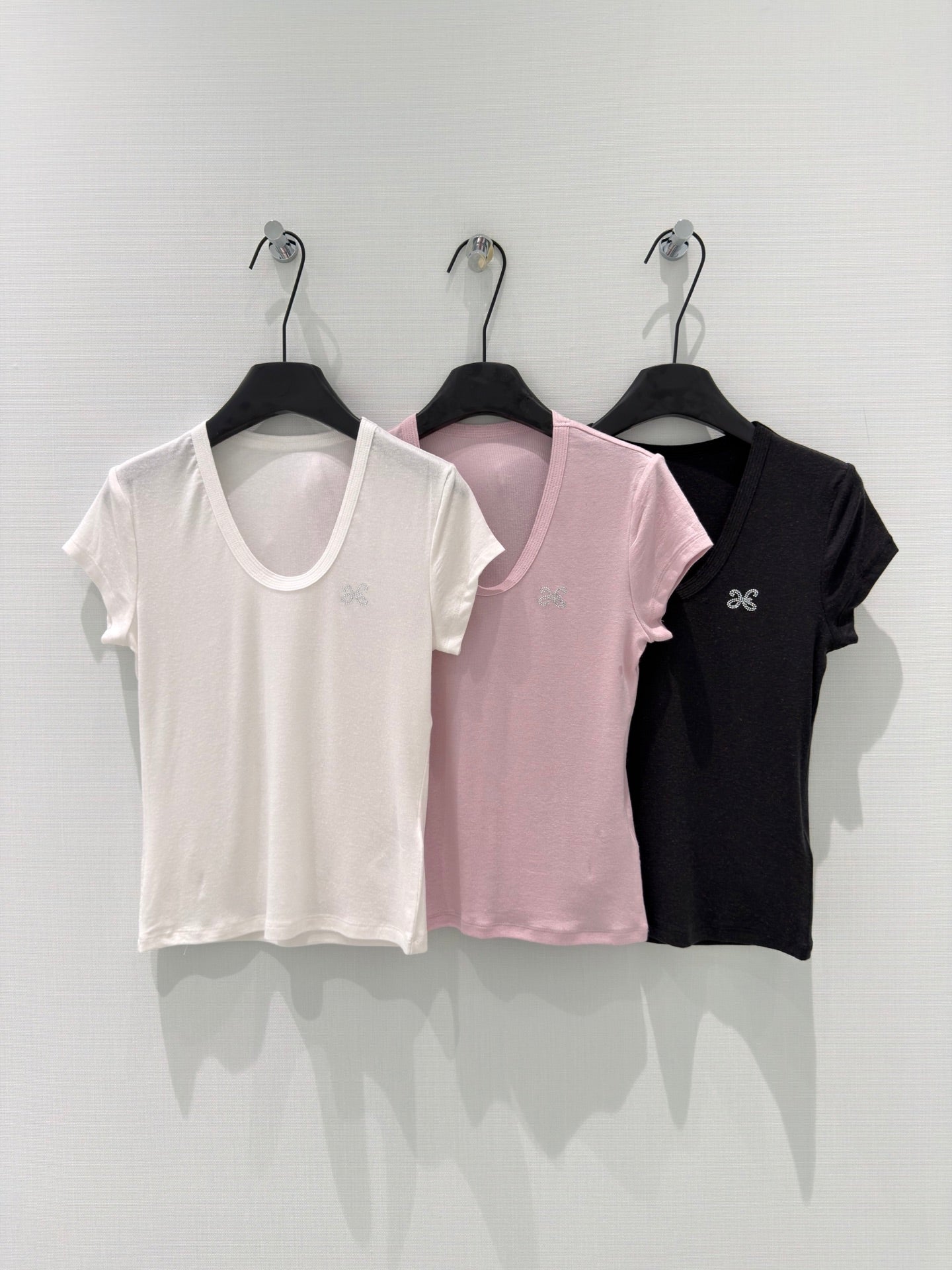 Rhinestone logo crop tee