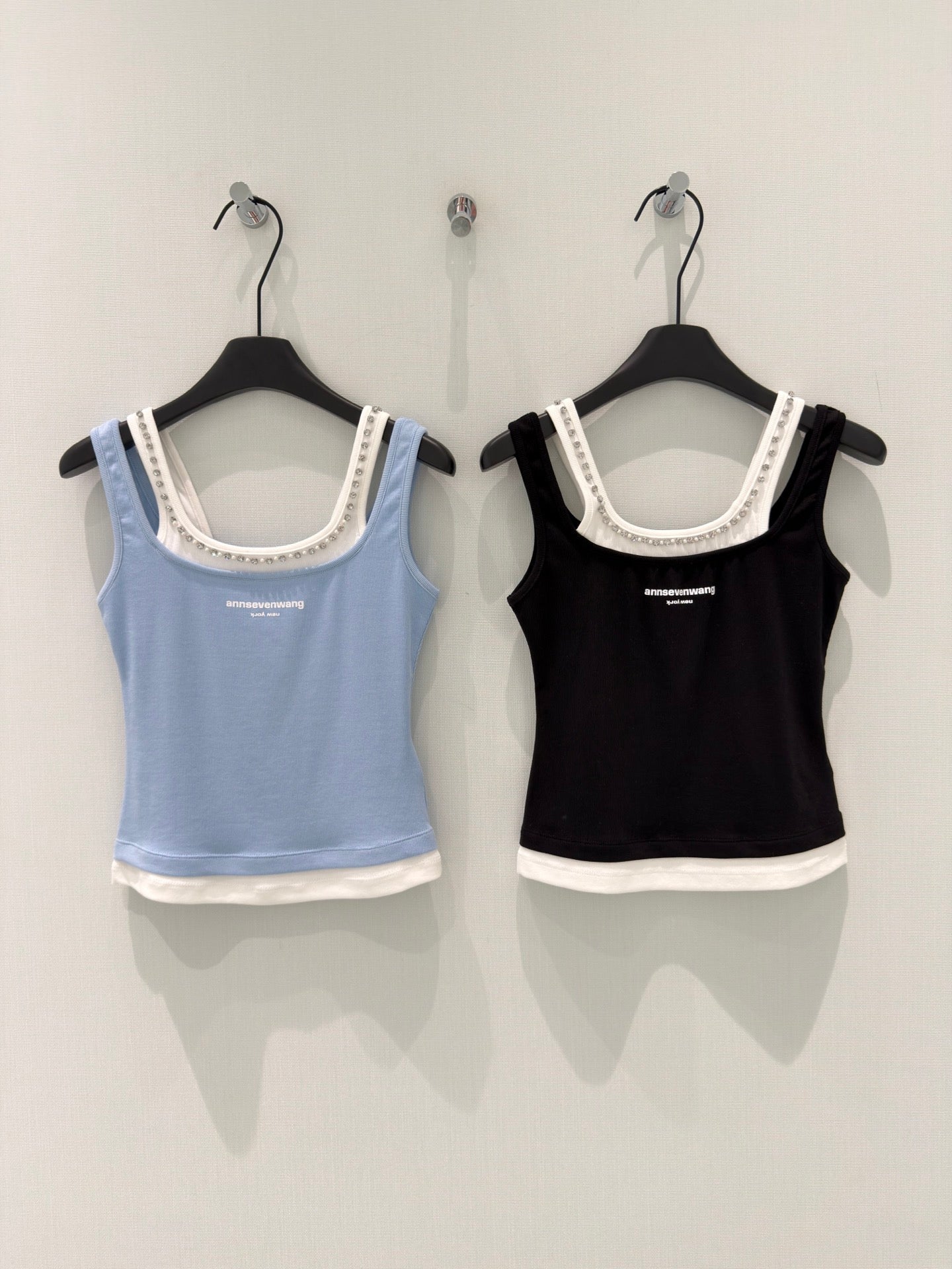 Layered square neck ribbed camisole
