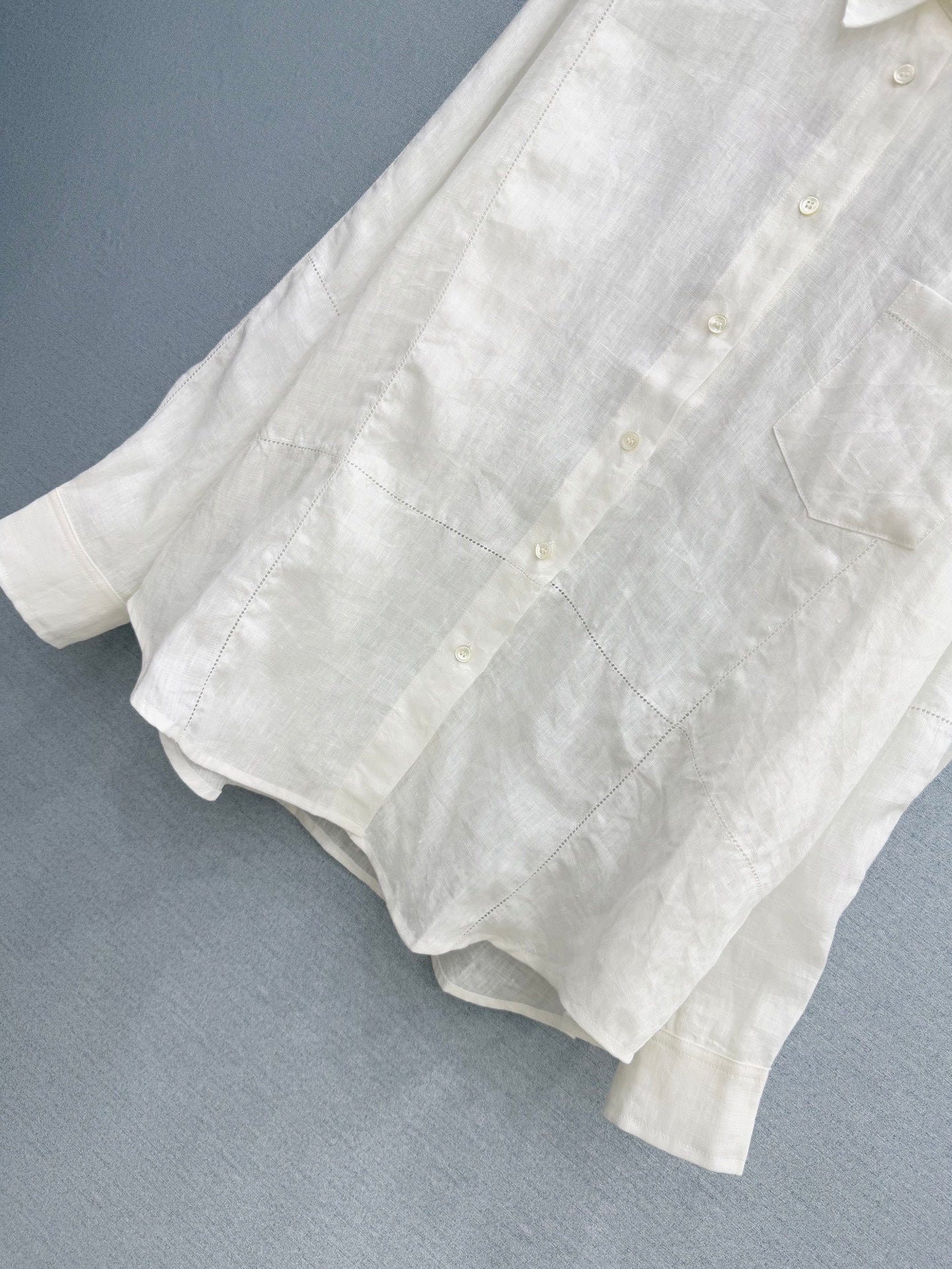 Linen Blend Button-Up Long Sleeve Shirt