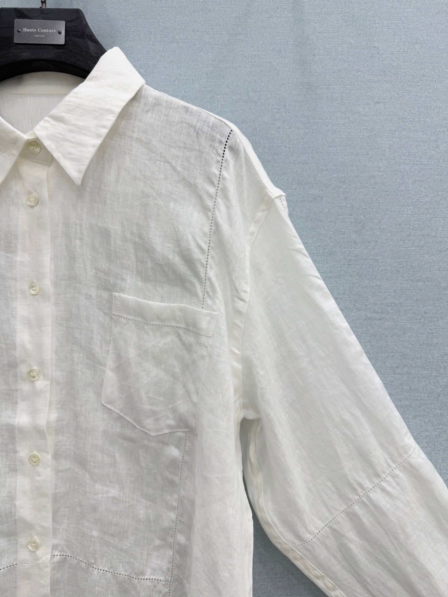 Linen Blend Button-Up Long Sleeve Shirt