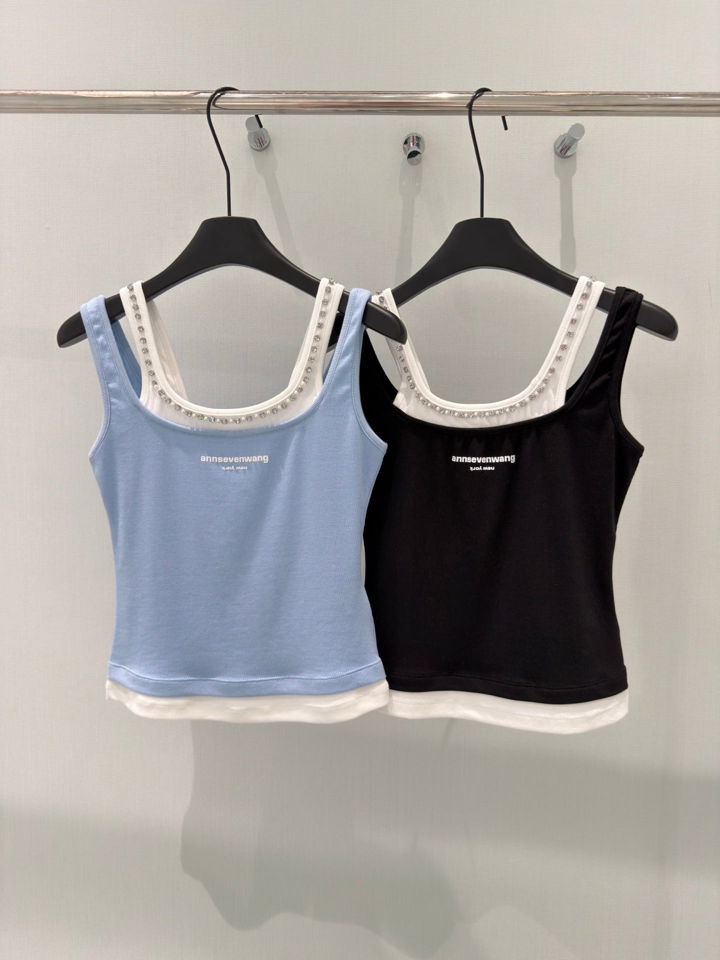 Layered square neck ribbed camisole