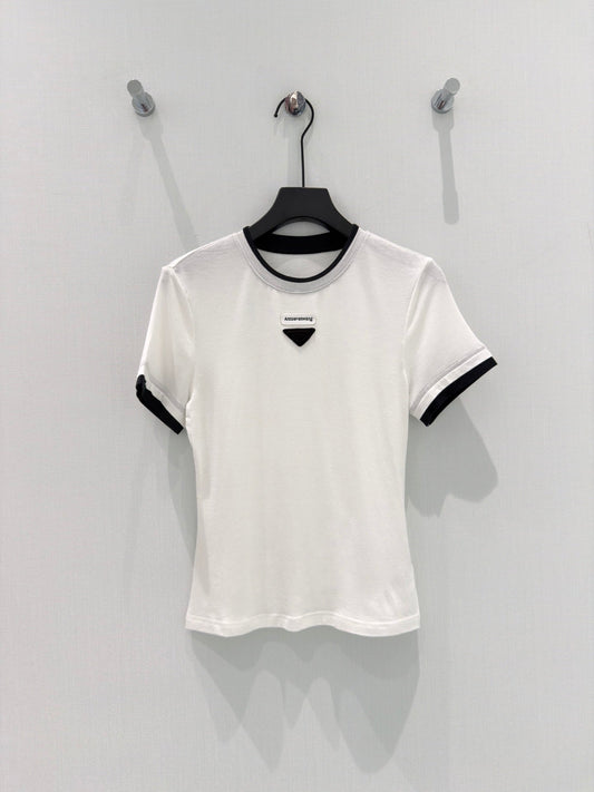 Ribbed mock layer crop tee