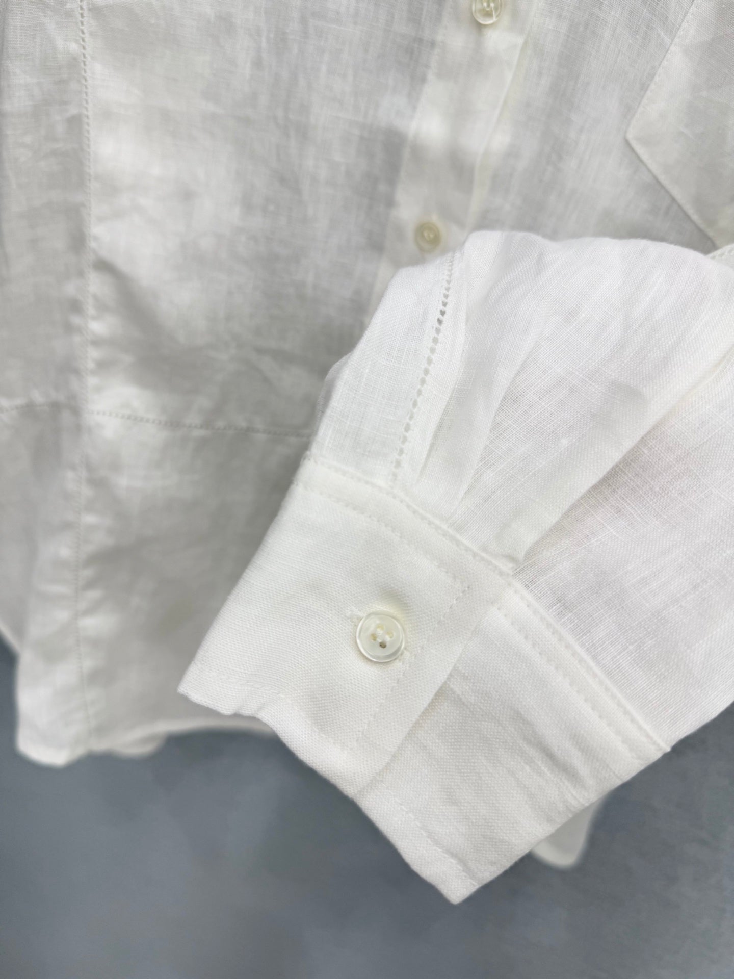 Linen Blend Button-Up Long Sleeve Shirt