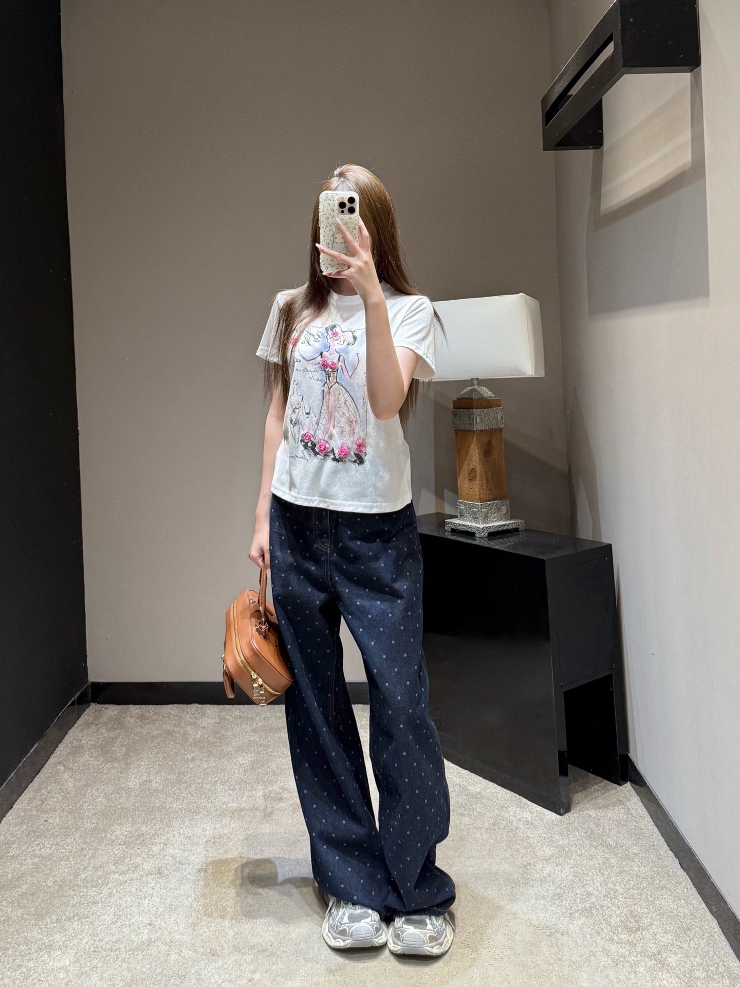 Sketch Print Rhinestone Crop Tee